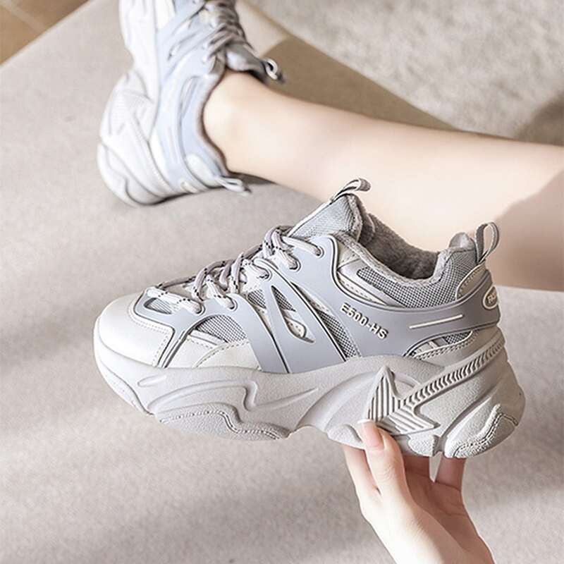 

Lace Up Chunky Trainers, Grey