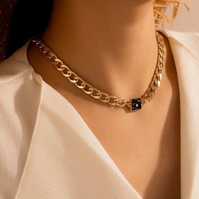 

Glitter Geo Chunky Chain Necklace, Gold