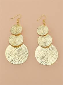 Round Drop Earrings - Yellow Gold - View 1