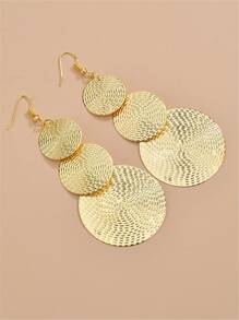 Round Drop Earrings - Yellow Gold - View 2