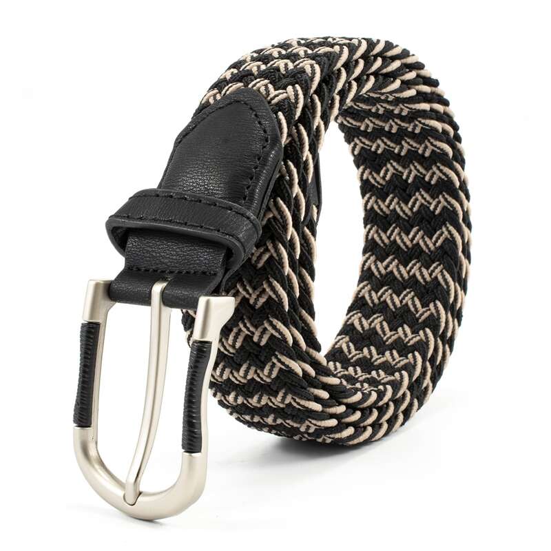

Guys Color Block Woven Belt, Black and white