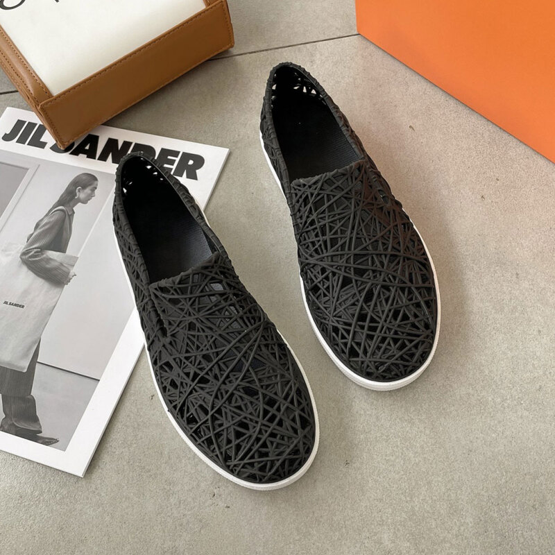 

Hollow Out Slip On Shoes, Black