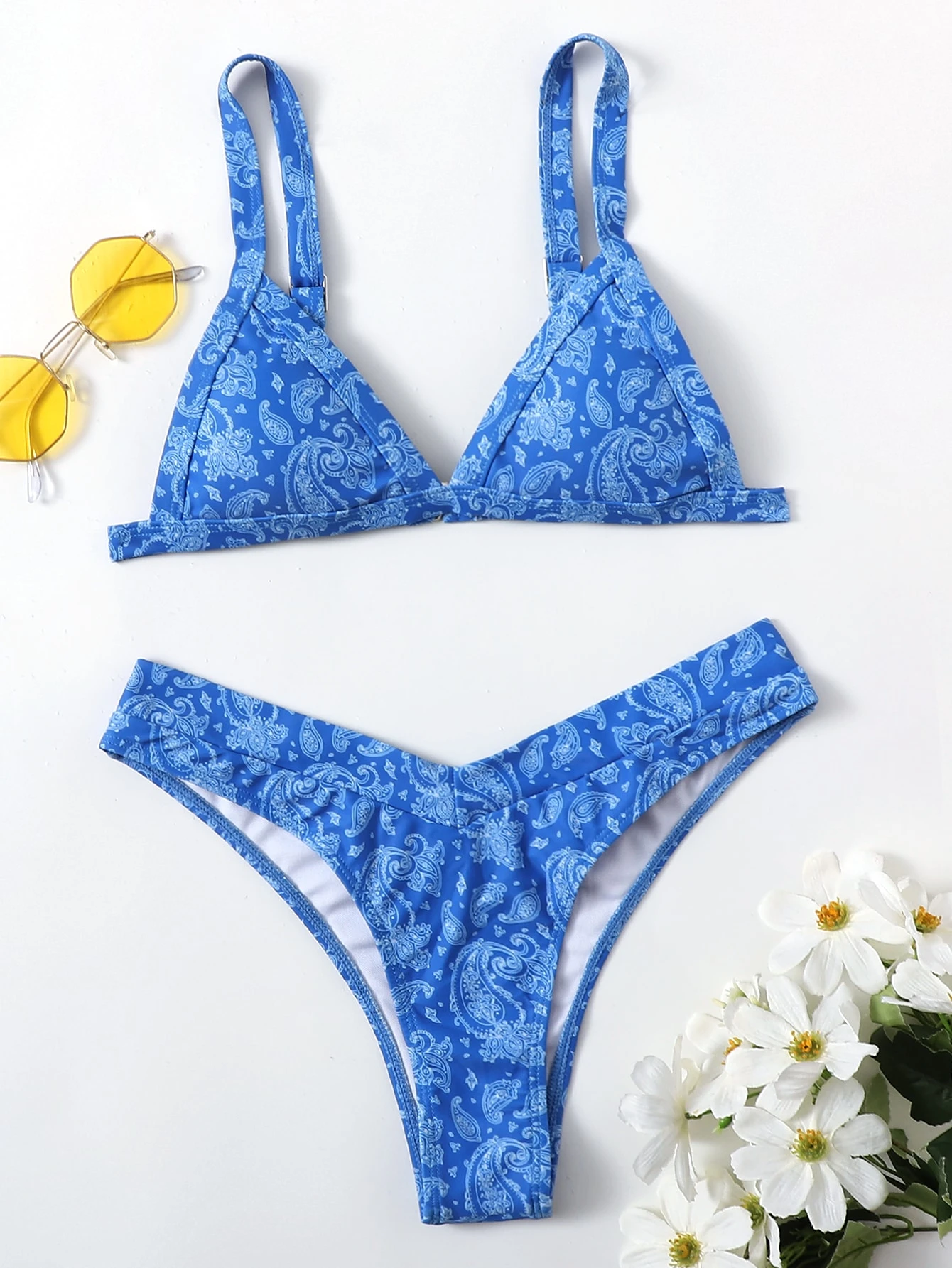 Paisley Print Triangle Bikini Swimsuit Romwe Usa