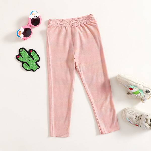 

Toddler Girls Solid Elastic Waist Leggings, Baby pink