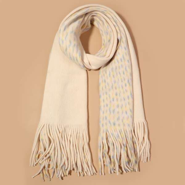 

Fringe Hem Scarf, Beige