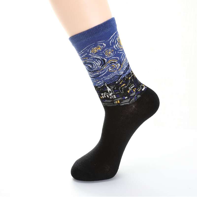 

Guys 1pair Oil Painting Crew Socks, Multicolor