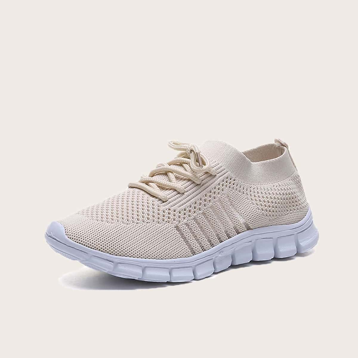 

Mesh Stripe Knit Sneakers, Beige