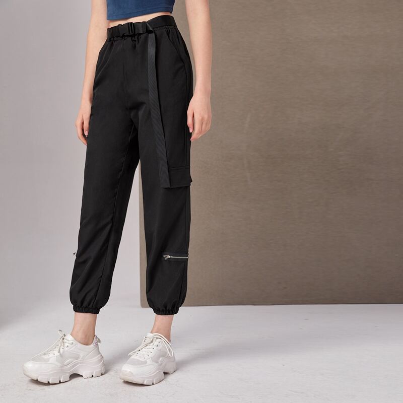 

Belted Cargo Pants, Black
