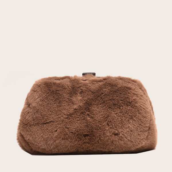 

Faux Fur Clutch Bag, Brown