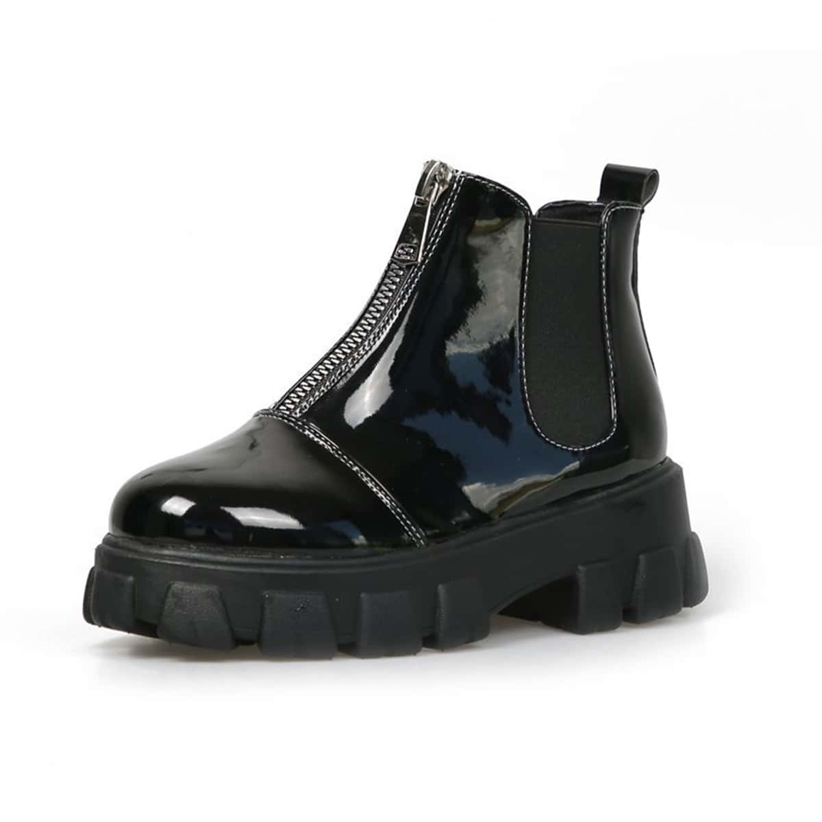 

Zip Front Platform Chelsea Boots, Black
