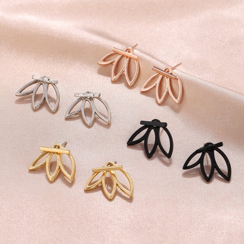 

4pairs Petal Design Stud Earrings, Multicolor
