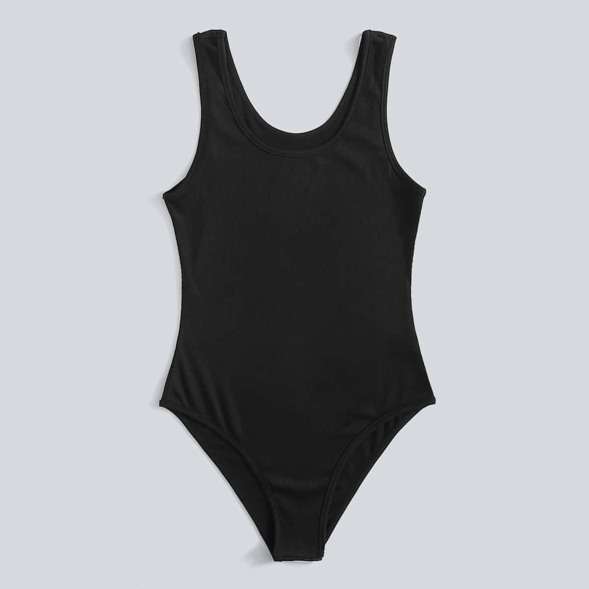 

Solid Tank Bodysuit, Black