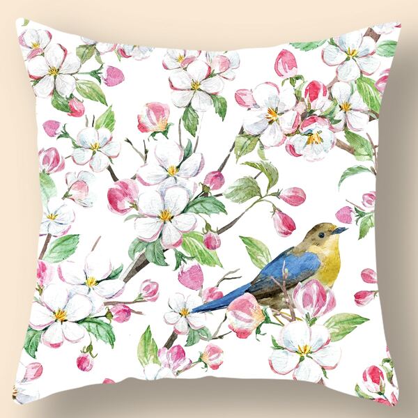 

Flower Print Cushion Cover Without Filler, Multicolor