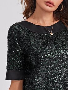 SHEIN Privé Tied Backless Sequin Dress - Multicolor - View 3
