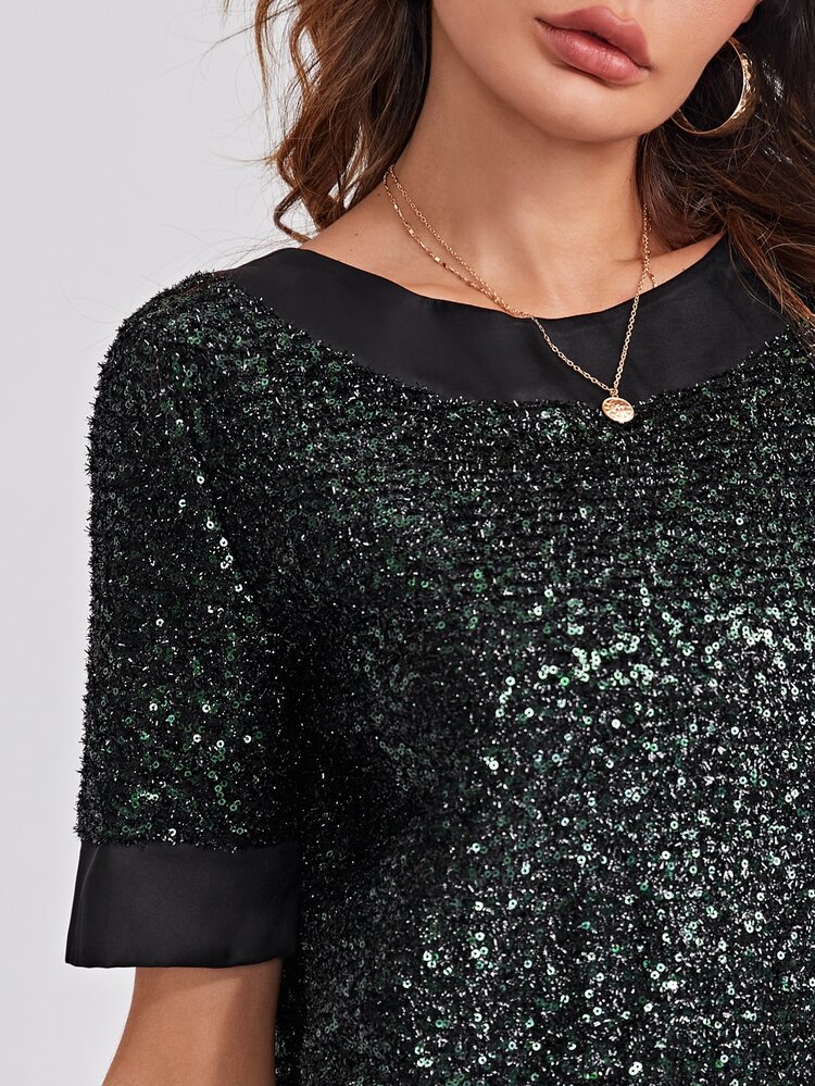SHEIN Privé Tied Backless Sequin Dress - Multicolor - View 3