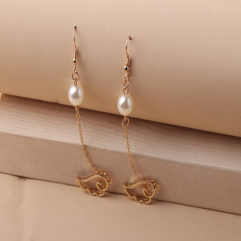

Wing Chain Drop Earrings, Gold