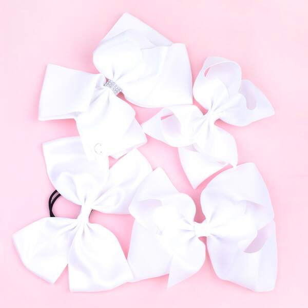 

4pcs Toddler Girls Bow Hair Accessories, White