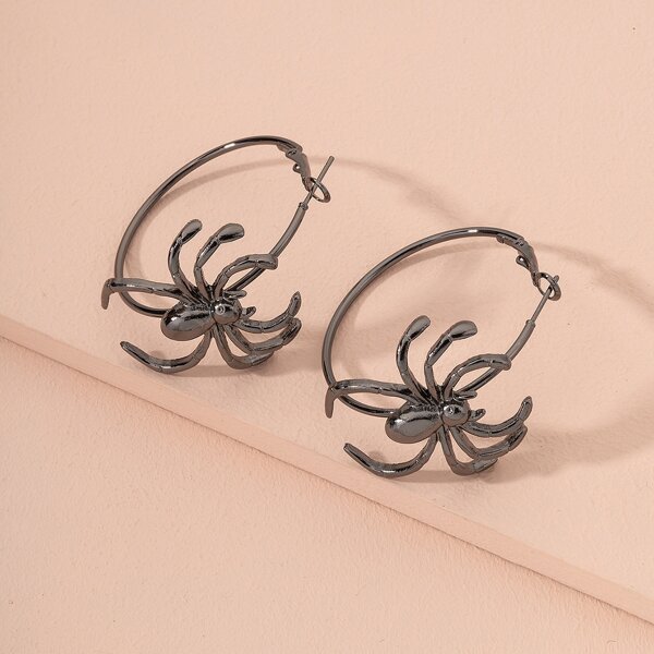 

Spider Decor Hoop Earrings, Gun black