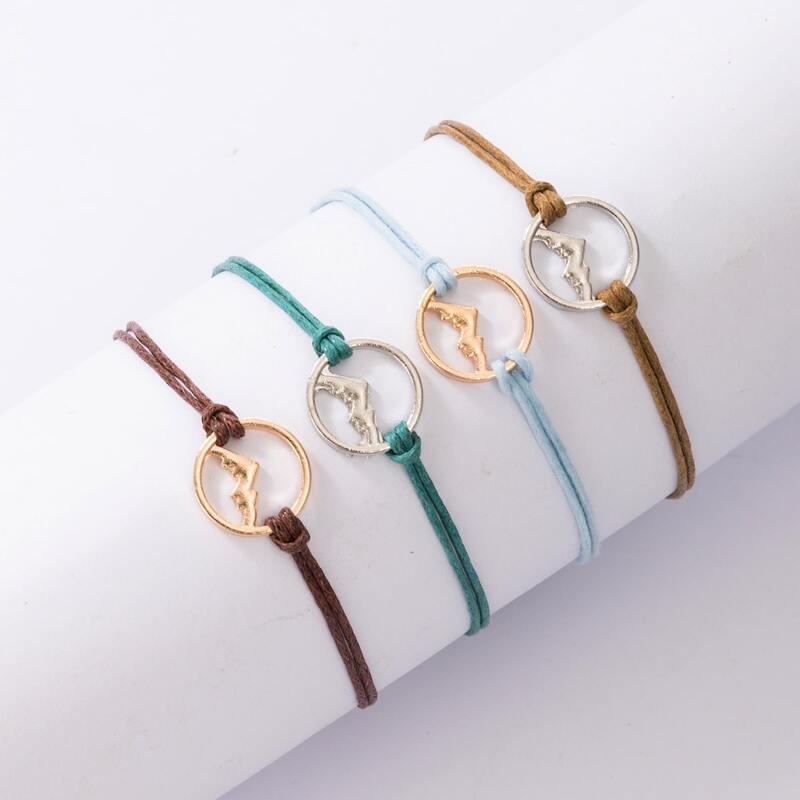 

4pcs Ring Rope Bracelet, Multicolor