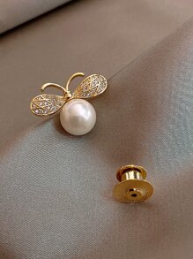 Faux Pearl & Rhinestone Decor Brooch