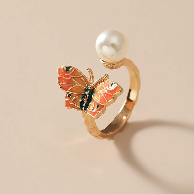 

1pc Butterfly Cuff Ring, Gold