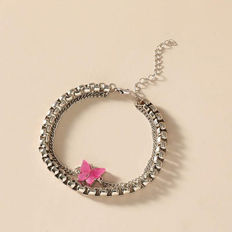 

1pc Butterfly Layered Chain Bracelet, Multicolor