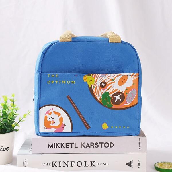 

Cartoon Graphic Insulation Lunch Bag, Blue
