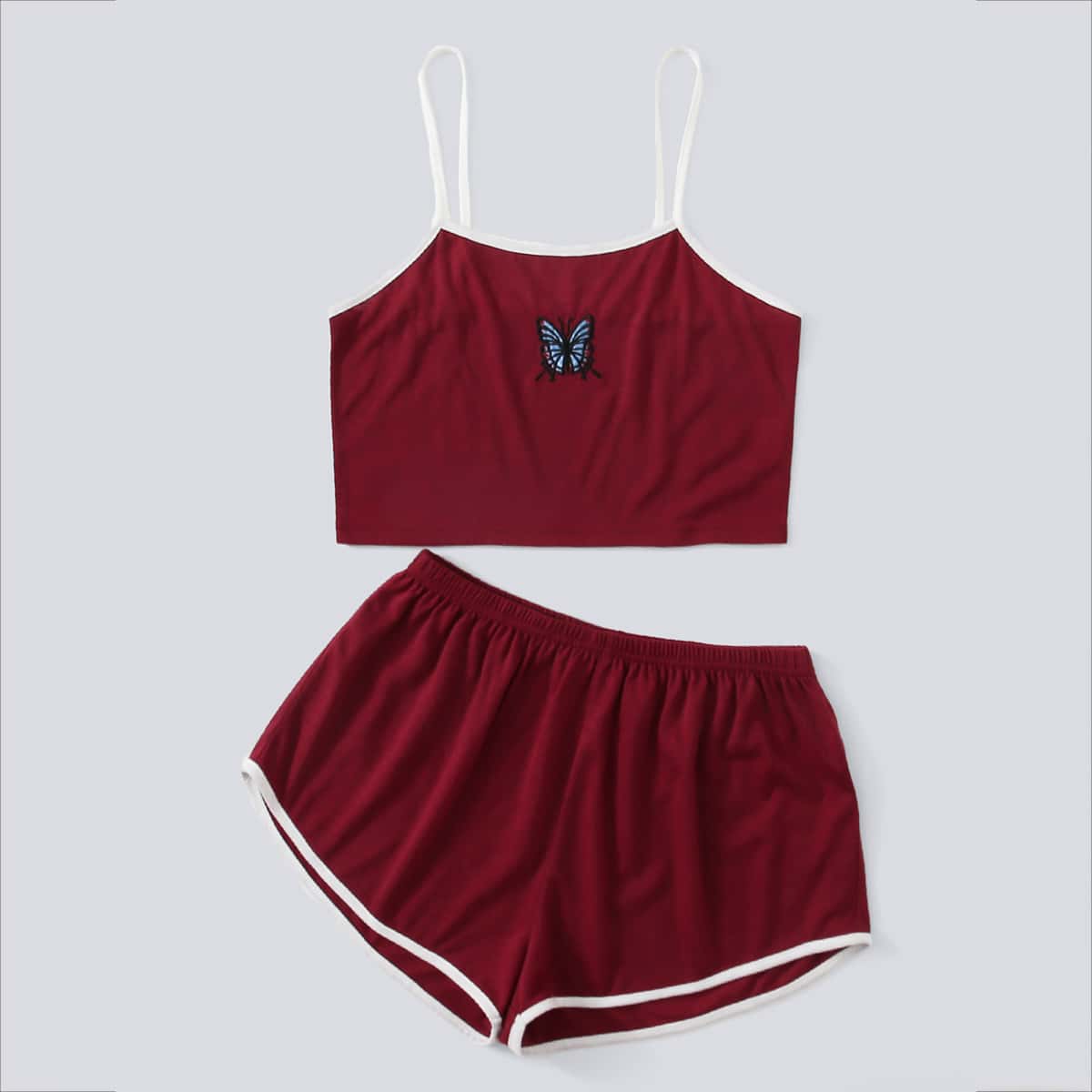 

Butterfly Embroidery Cami PJ Set, Red
