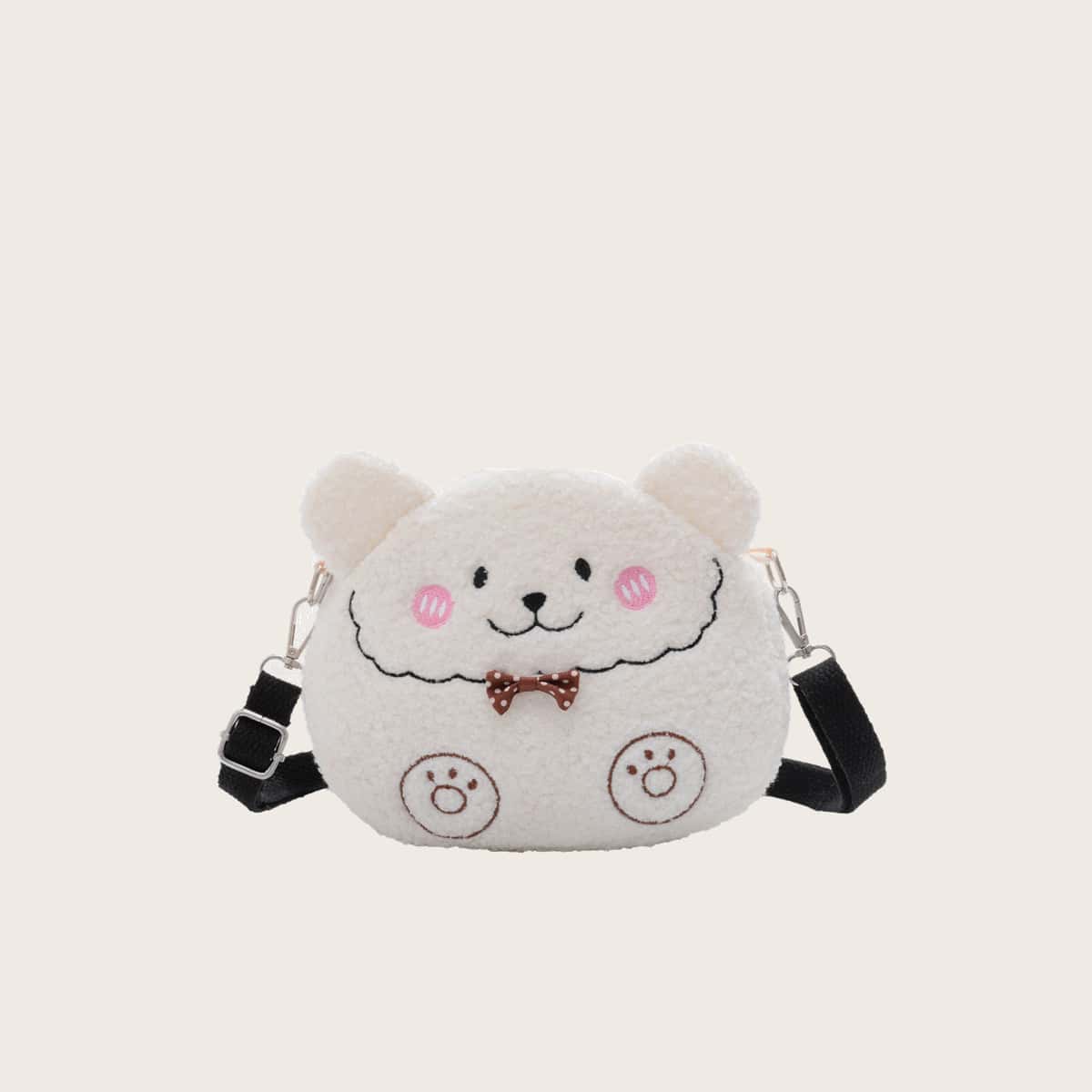 

Cartoon Bear Teddy Crossbody Bag, White