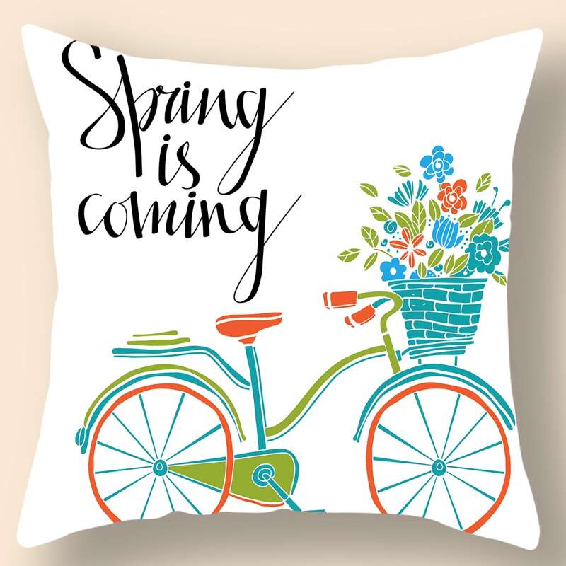 

Bicycle Print Cushion Cover Without Filler, Multicolor