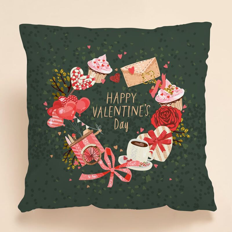 

Valentine's Day Cushion Cover Without Filler, Green
