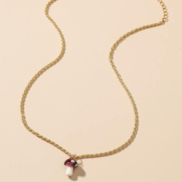 

Cartoon Mushroom Pendant Necklace, Purple