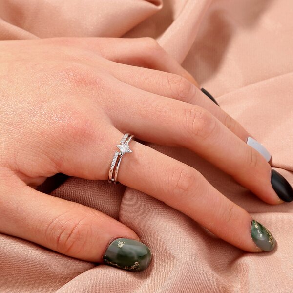 

Rhinestone Decor Ring, Silver