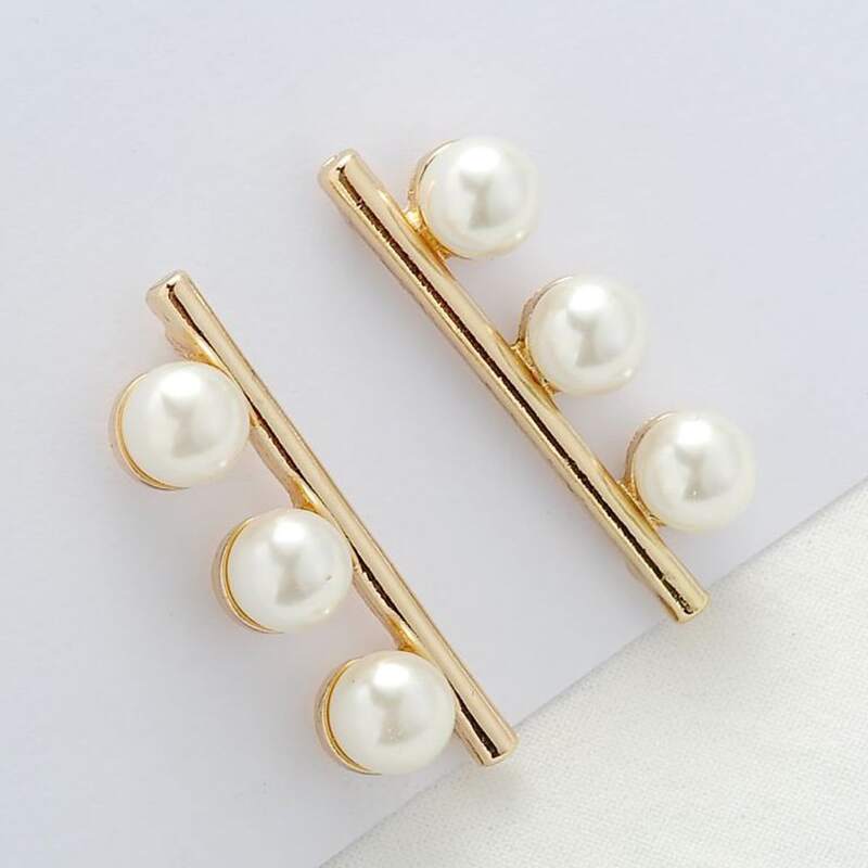 

Faux Pearl Stud Earrings, Gold