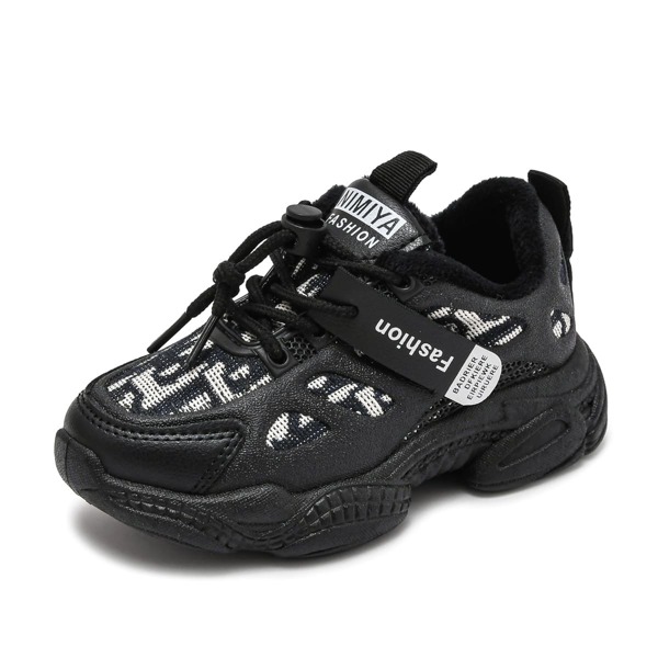 

Toddlers Boys Lace-up Front Letter Graphic Sneakers, Black