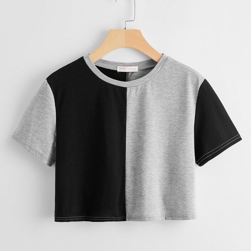 

Two Tone Crop Tee, Multicolor