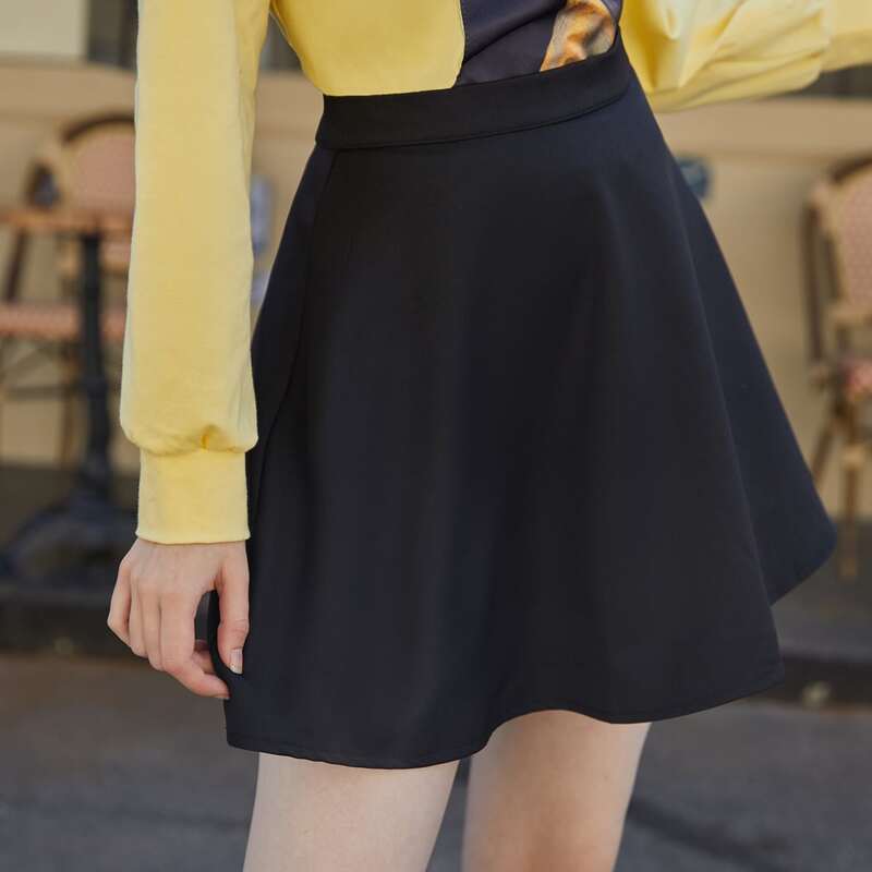 

Solid Flared Skirt, Black
