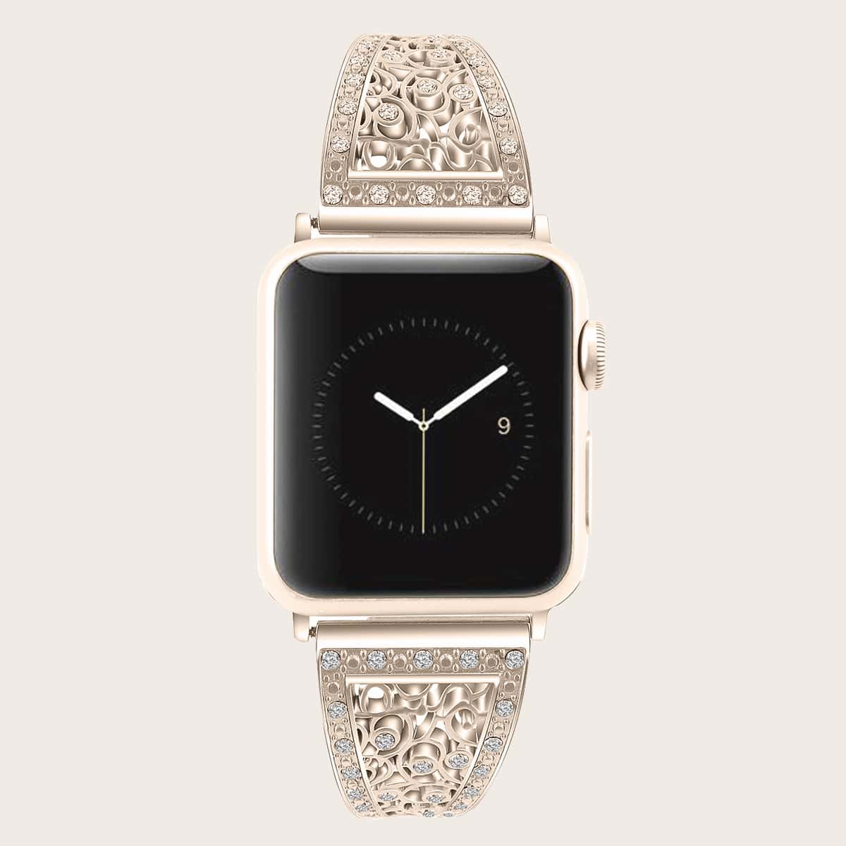 

Rhinestone Decor Apple Watchband, Champagne