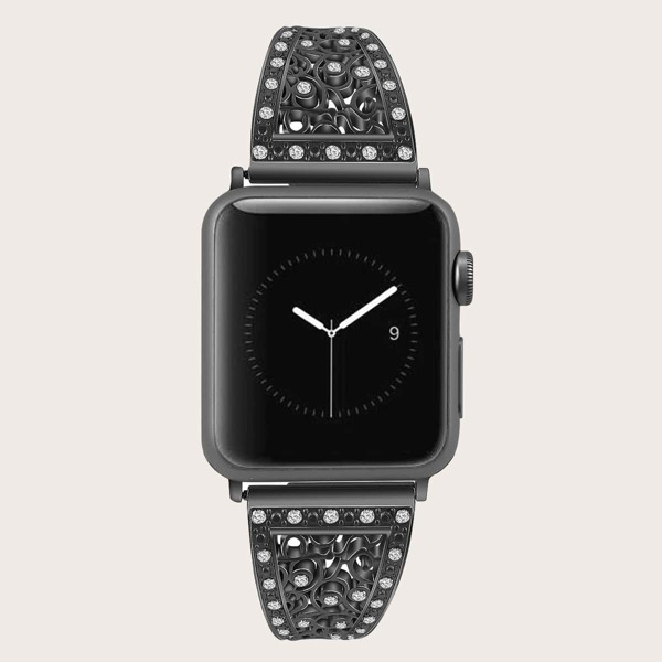 

Rhinestone Decor Apple Watchband, Black
