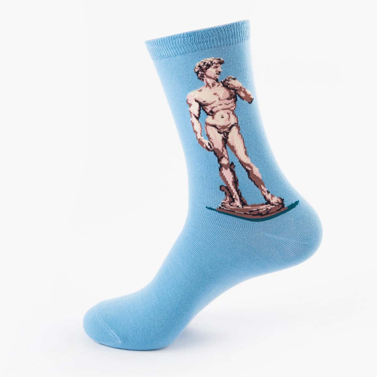 

Guys 1pair Figure Graphic Crew Socks, Baby blue