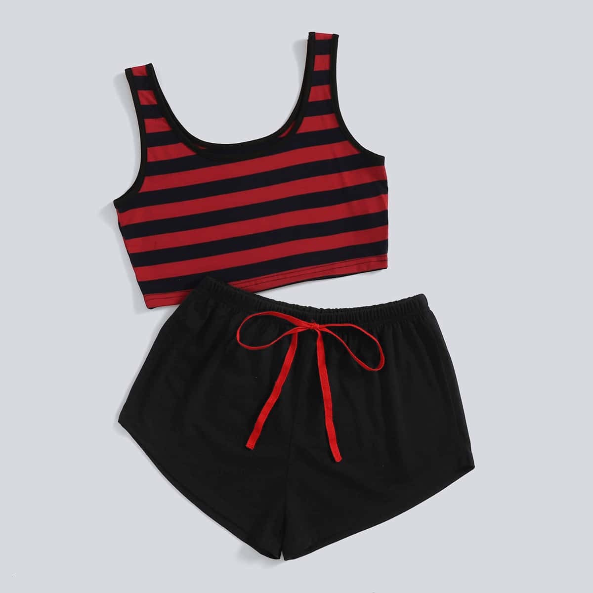 

Stripe Tank Top & Shorts PJ Set, Red