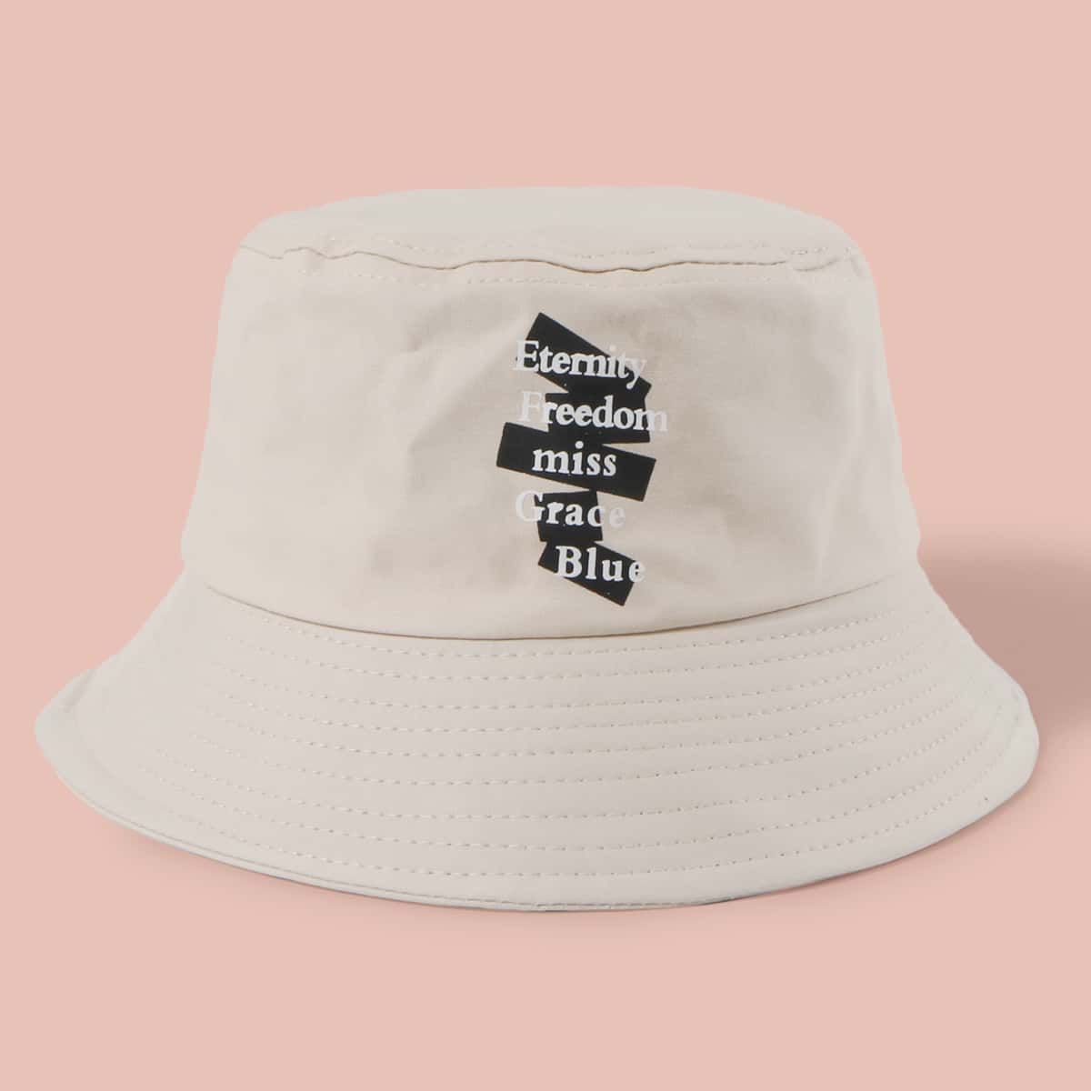 

Letter Graphic Bucket Hat, Beige