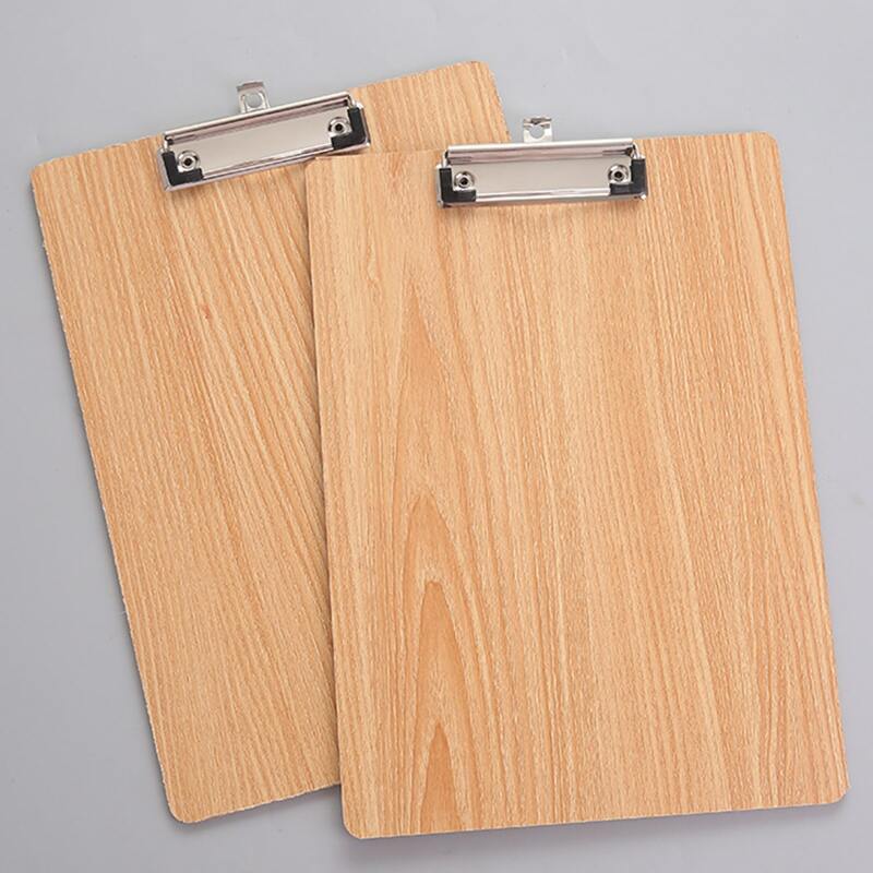 

1pc Wood Grain Clipboard, Khaki