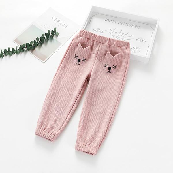 

Toddler Girls Cartoon Embroidery Sweatpants, Dusty pink