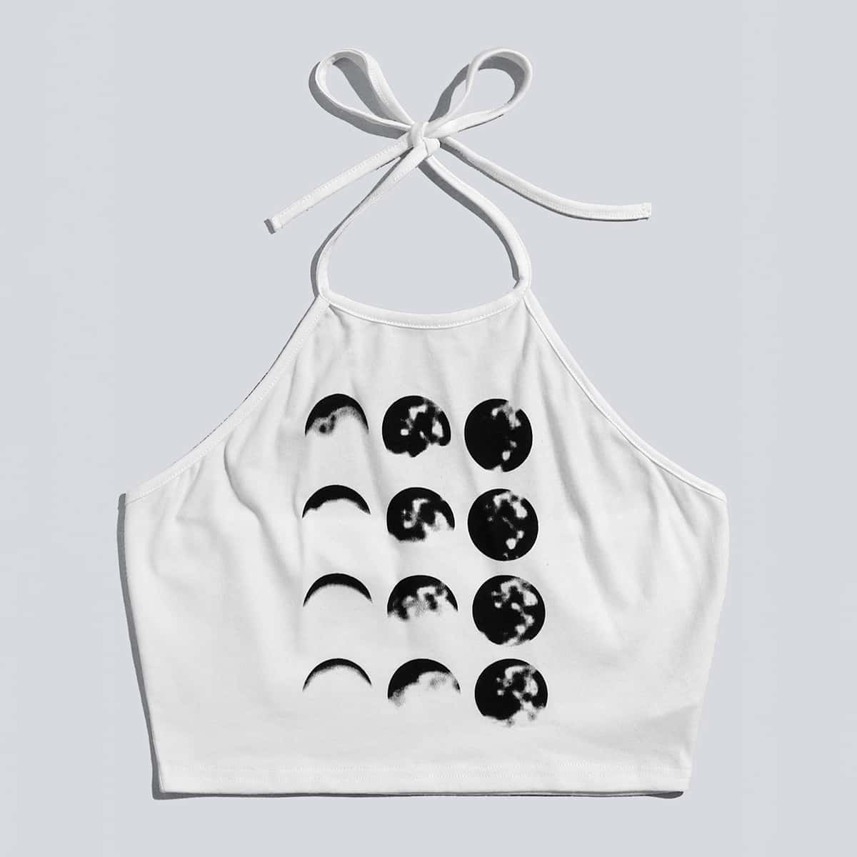 

Moon Graphic Halter Top, White