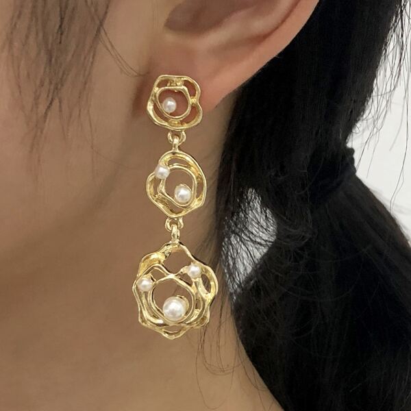 

Faux Pearl Decor Drop Earrings, Gold