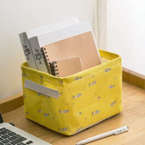 

Cartoon Graphic Desktop Storage Basket, Yellow