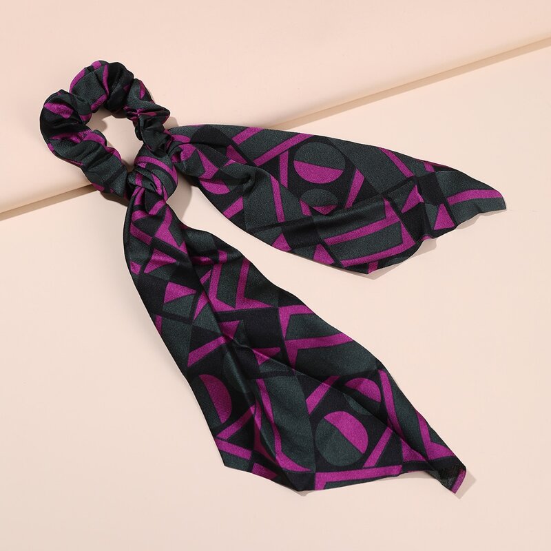 

1pc Geo Graphic Scrunchie Scarf, Multicolor
