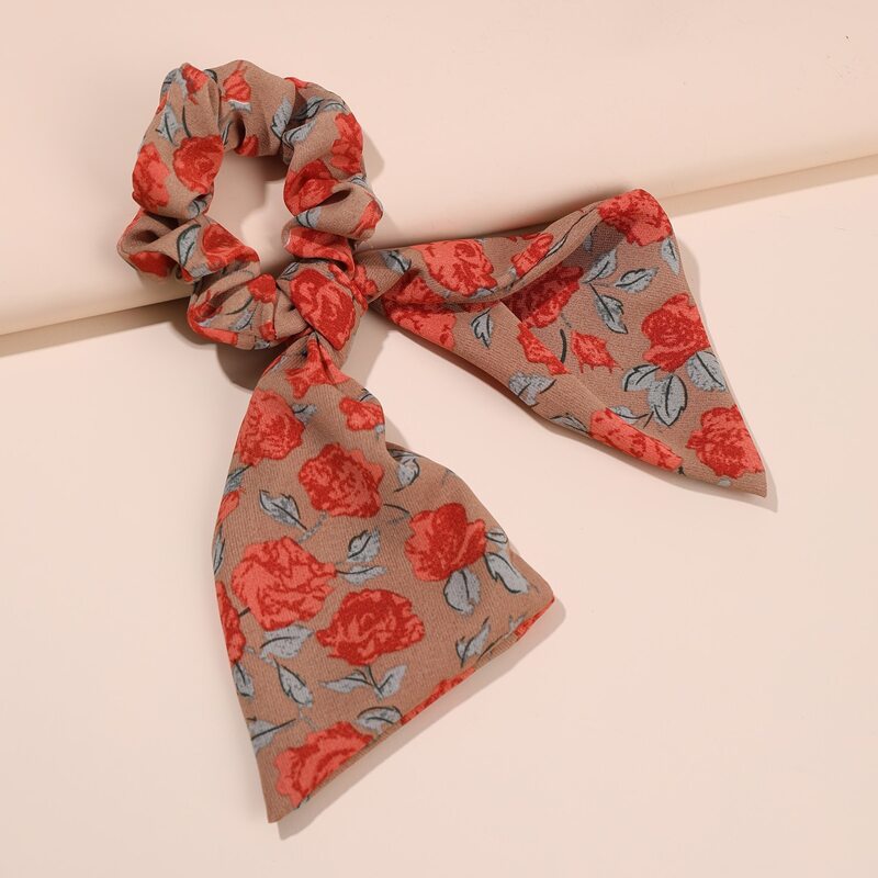 

1pc Rose Scrunchie Scarf, Multicolor