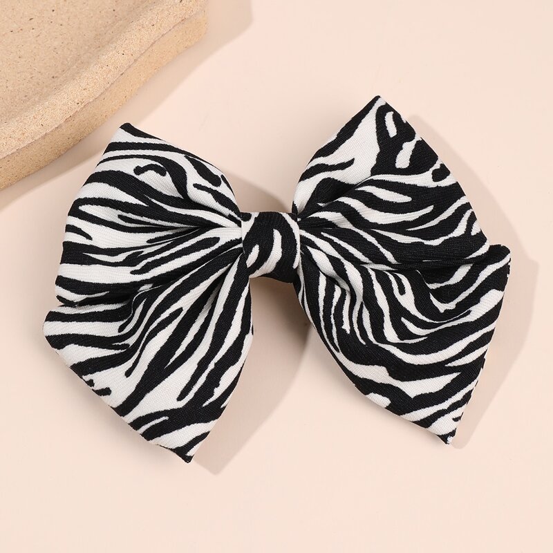 

1pc Zebra Striped Bow Hair Clip, Black and white